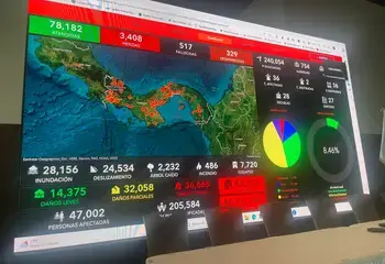 A dashboard shows the impact of an earthquake