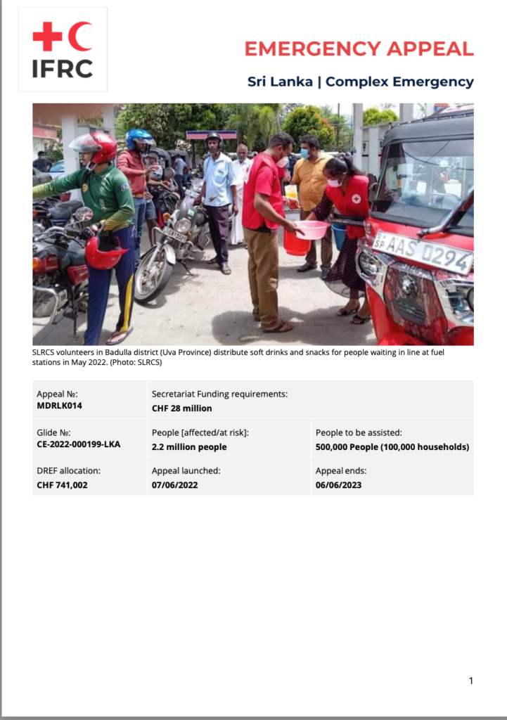 Sri Lanka | Complex Emergency - Emergency Appeal
