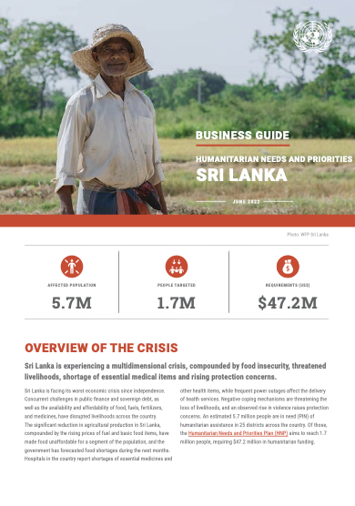 OCHA Business Guide: Humanitarian Needs and Priorities - Sri Lanka