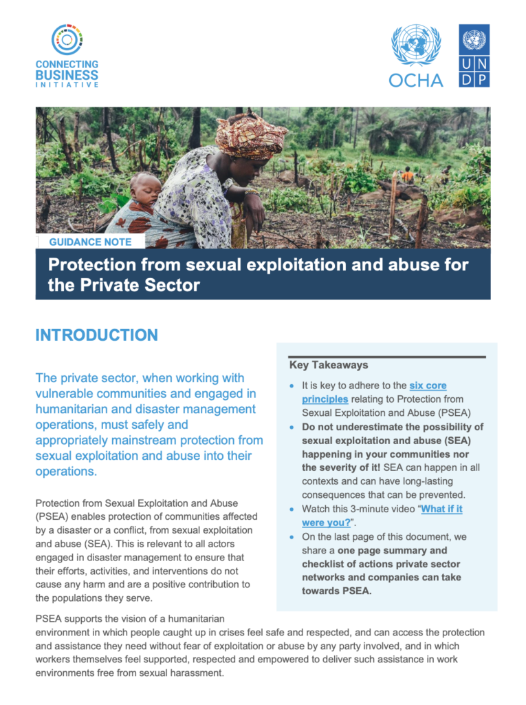 Guidance Note: Protection against sexual exploitation and abuse for the private sector