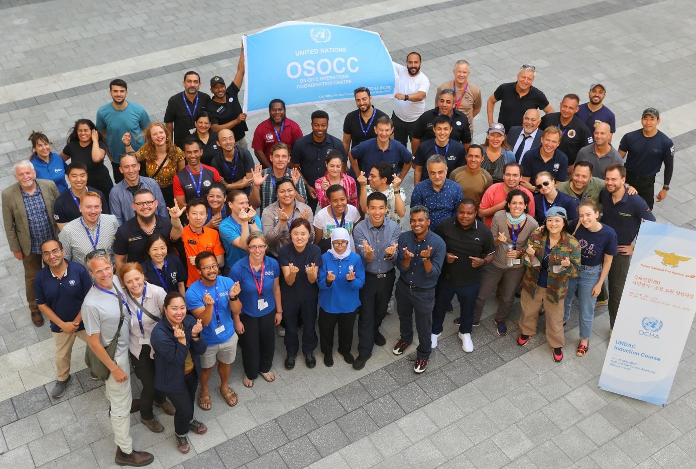 The cohort of UNDAC trainees participating in the induction course that took place in Korea in May 2024. Photo: OCHA