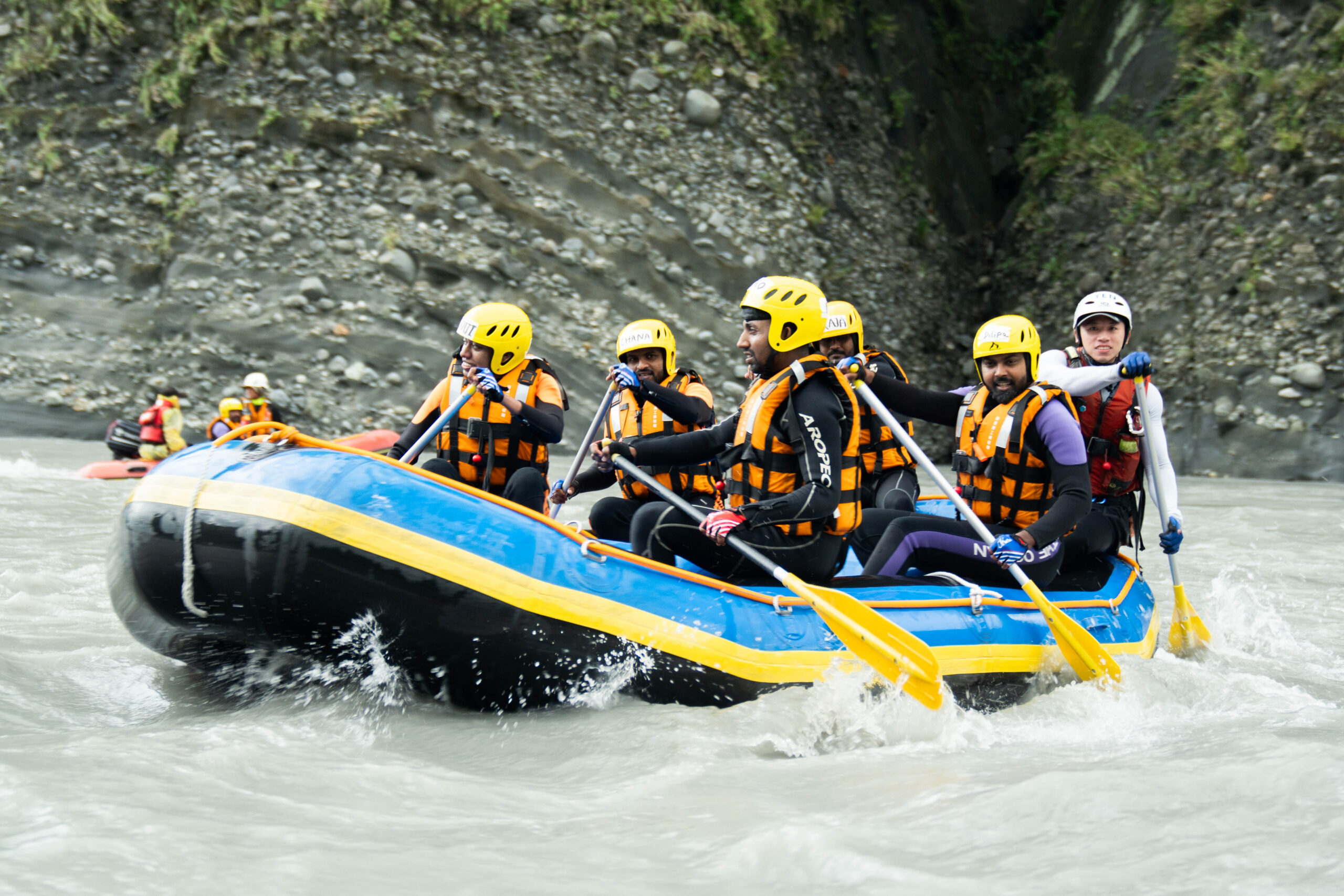 A cohort of 30 participants from five different countries completed the "2024 Joint Indo-Pacific Region Swift Water and Rope REscue Training Program in Taiwan. Here, they practice on the Xiuguluan River. Photo: A-PAD SL