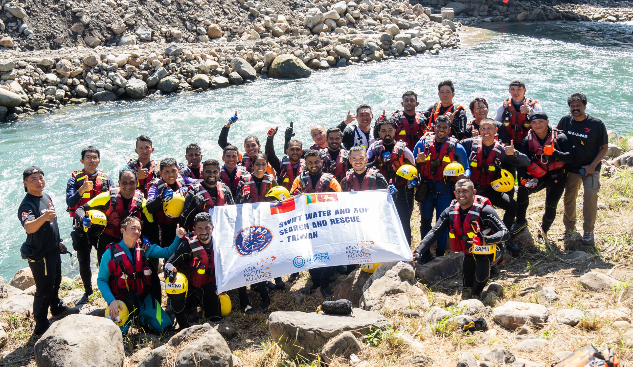 The cohort of 30 participants from five different countries completed the "2024 Joint Indo-Pacific Region Swift Water and Rope REscue Training Program in Taiwan. Photo: A-PAD SL