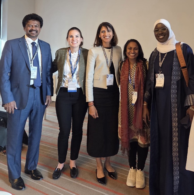 From left to right: Mr. Firzan Hashim with Ms. Karolina Wilberg (Policy Officer at DG ECHO, European Commission), Ms. Harpinder Collacott (Director, Social Ventures), Ms. Nishanie Jayamaha (Climate and Environment Charter for Humanitarian Organisations), and Ms. Mariama Ly (Regional Coordinator, Diourbel & Focal Point on Environment and Climate Change, ONG CONCEPT) at the European Humanitarian Forum 2025 in Brussels, Belgium. Photo: A-PAD SL