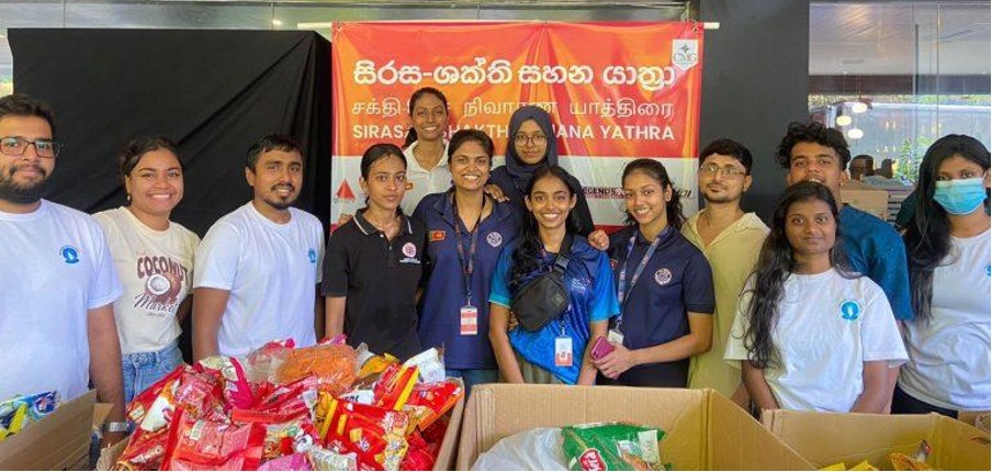 Team A-PAD, along with The Pearl Protectors and University of Colombo student volunteers, partnered with the Sirasa–Shakthi Sahana Yathra campaign to prepare dry rations to be delivered to safety centres across Sri Lanka. Photo: APAD