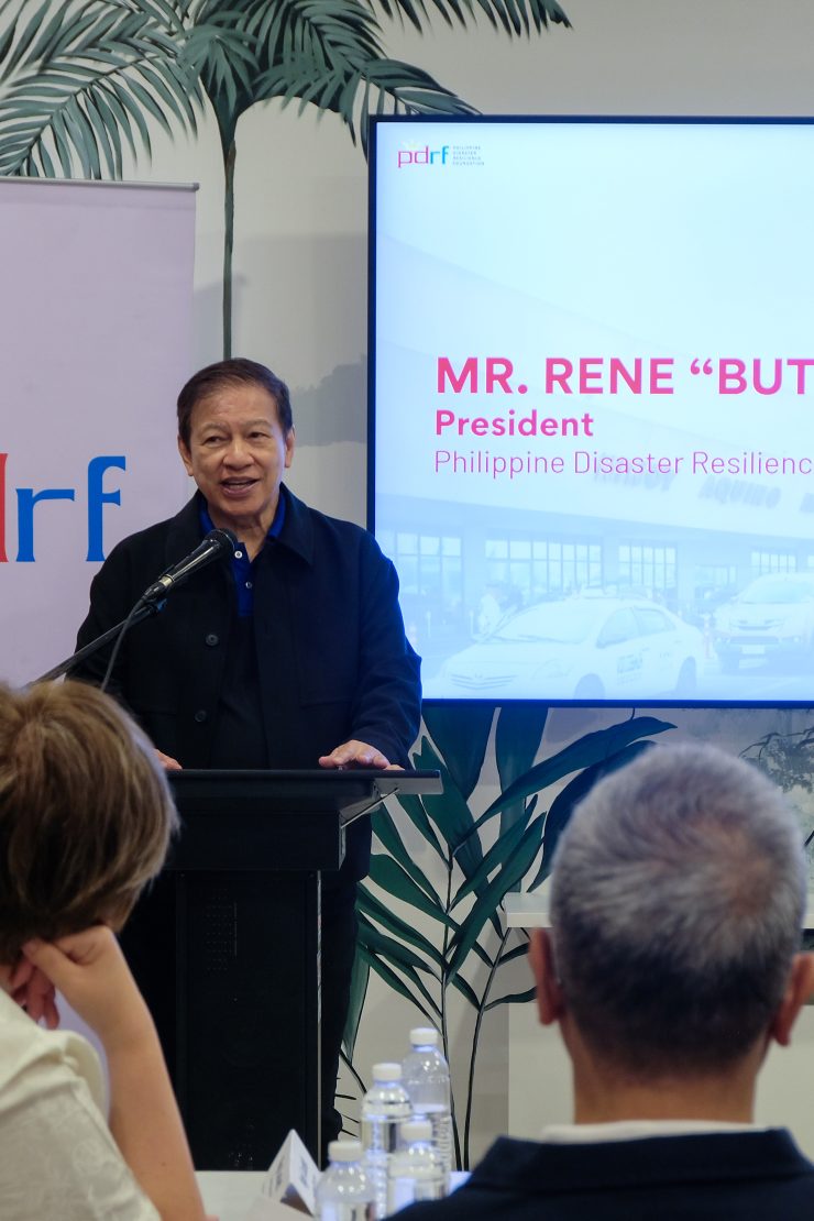 Rene “Butch” Meily, President of the Philippine Disaster Resilience Foundation, addresses the room. PDRF has now supported GARD workshops across four Philippine airports — Clark, Cebu, Cagayan de Oro and NAIA — and is pushing to take the same methodology to the country's smaller regional airfields. Photo credit: PDRF